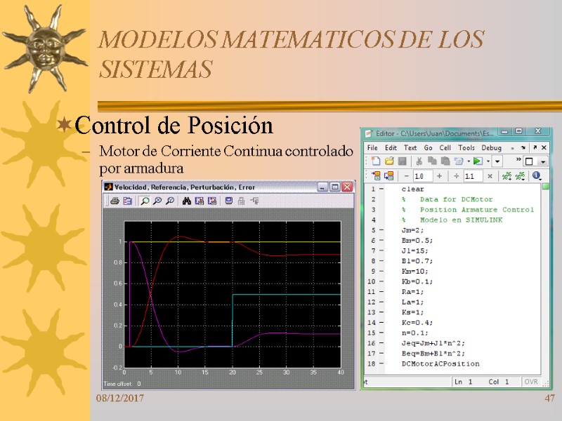 08/12/2017 47 MODELOS MATEMATICOS DE LOS SISTEMAS Control de Posición Motor de Corriente Continua